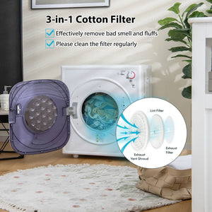 1500W Compact Laundry Dryer with Touch Panel-White view 3