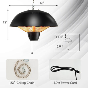 1500W Electric Patio Heater with IPX4 Waterproof view 4