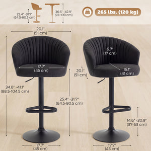Bar Stools Set of 2, Swivel Counter Height Barstools with Back, Footrest, Adjustable Height, Beige – view 9