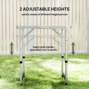 Folding Adjustable Patio Picnic Table Portable Camping Dining Lunch Table Aluminum Frame Silver