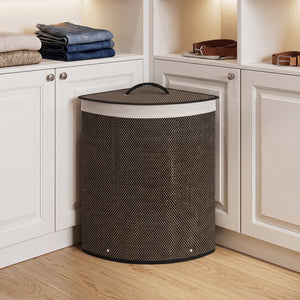 15 Gal Capacity Bamboo Laundry Hamper with Removable Liner-Black view 3