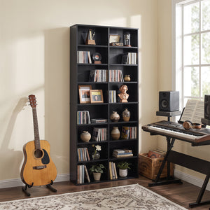 16 Compartment CD Storage Unit 54 inches Freestanding Open Display Shelf with 12 Removable Shelves-Black view 6