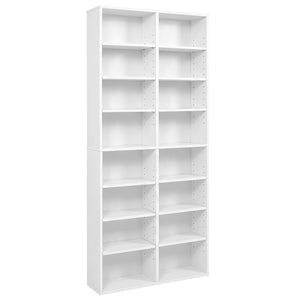 16 Compartment CD Storage Unit 54 inches Freestanding Open Display Shelf with 12 Removable Shelves-White
