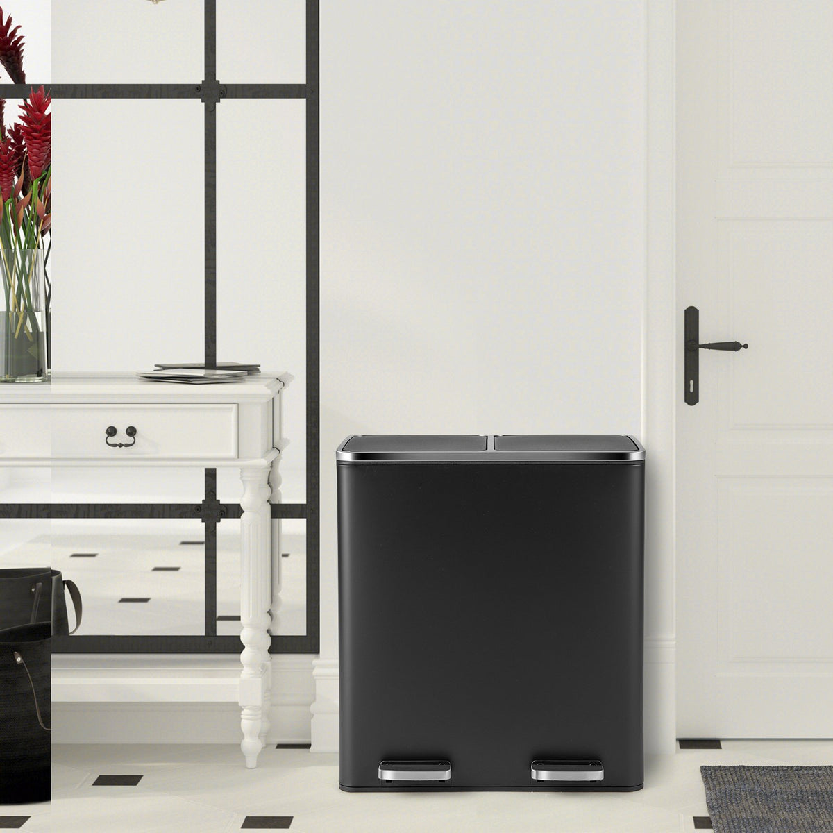16 Gallon Dual Step Trash Can-Black view 2