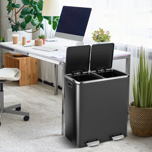 16 Gallon Dual Step Trash Can-Black view 3