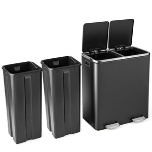 16 Gallon Dual Step Trash Can-Black view 4