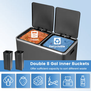 16 Gallon Dual Step Trash Can-Black view 8