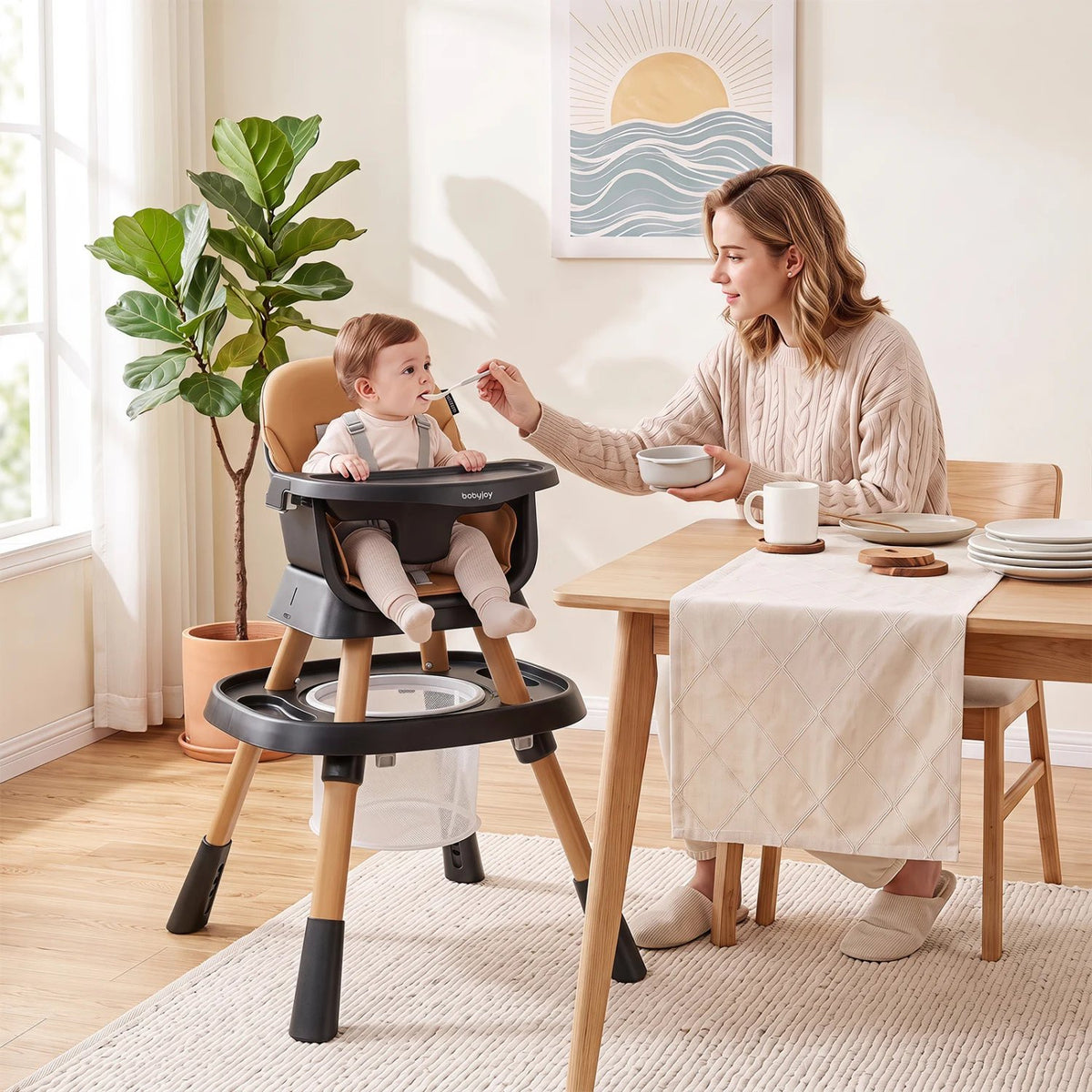 16-in-1 Baby High Chair with Activity Center and Booster Seat for Babies and Toddlers-Black view 2