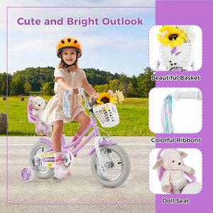 12 Inch Girls Bike Kids Bicycle with Doll Seat and Streamers for Children 3-4 Years Old view 7