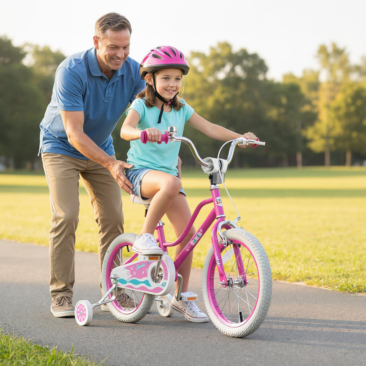 16 Inch Kids Bike for Aged 3-8 Years Old with Adjustable Handlebar Pink- Starlight Wave view 2