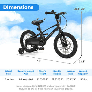 16 Inch Kids Bike Lightweight with 2 Removable Training Wheels for Aged 4-7-16 inches view 4