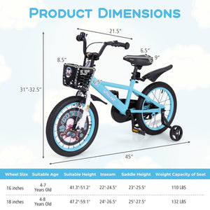 16 Inch Kids Bike with Adjustable Handlebar and Saddle for 4-8 Years Old-16 inches view 4