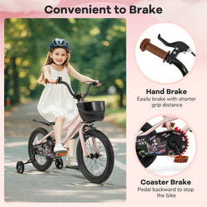 16-Inch Kids Bike with Basket and Adjustable Handlebar for 4-7 Years Old view 9
