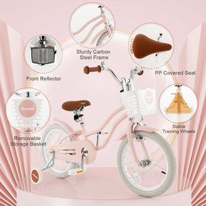 16 Inch Kids Bike with Front Handbrake and 2 Training Wheels-Pink view 9