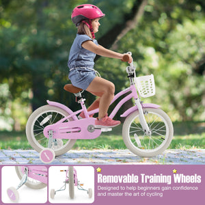 16 Inch Kids Bike with Front Handbrake and 2 Training Wheels-Purple view 6