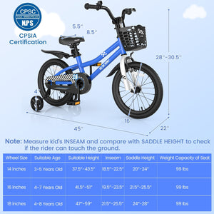 16 Inch Kids Bike with Removable Training Wheels-Navy view 4
