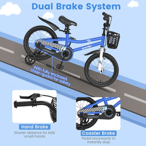 16 Inch Kids Bike with Removable Training Wheels-Navy view 7
