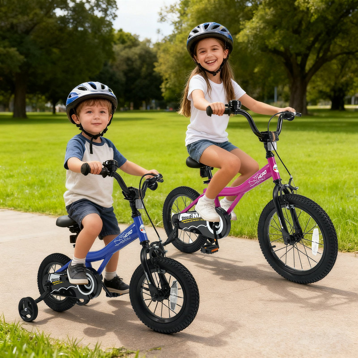 16-Inch Kids Bike with Removable Training Wheels Pink-Brave Hero view 2