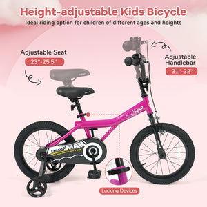 16-Inch Kids Bike with Removable Training Wheels Pink-Brave Hero view 6