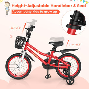 16 Inch Kids Bike with Removable Training Wheels-Red view 6