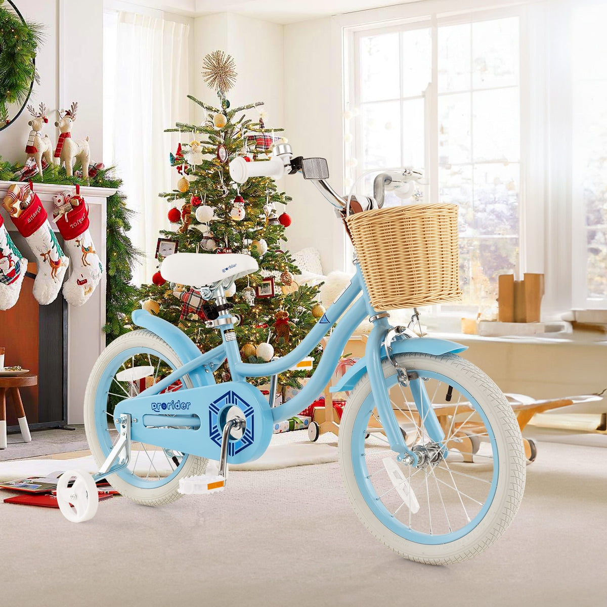 16-Inch Kids Bike with Training Wheels and Adjustable Handlebar Seat-Blue view 2