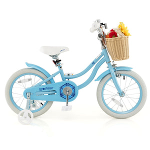 16-Inch Kids Bike with Training Wheels and Adjustable Handlebar Seat-Blue view 4