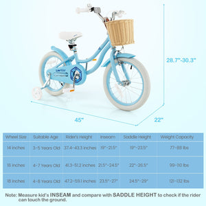 16-Inch Kids Bike with Training Wheels and Adjustable Handlebar Seat-Blue view 5