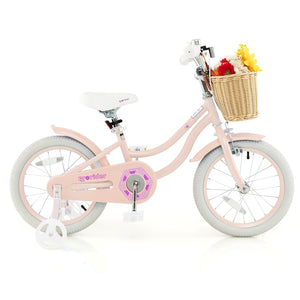 16-Inch Kids Bike with Training Wheels and Adjustable Handlebar Seat-Pink view 4