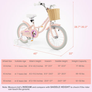 16-Inch Kids Bike with Training Wheels and Adjustable Handlebar Seat-Pink view 5