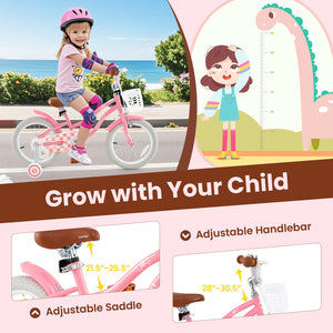 16 Inch Kids Bike with Training Wheels and Basket for Boys Girls 4-7 Years Old-16 inches view 7