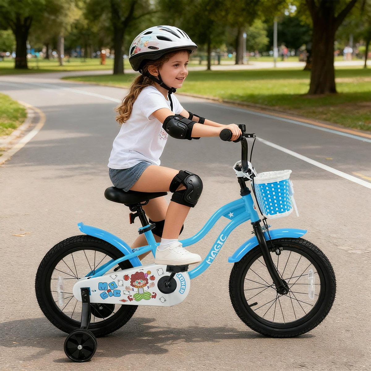 16 Inch Kids Bike with Training Wheels and Basket Navy Color view 2