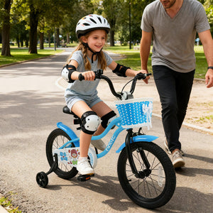 16 Inch Kids Bike with Training Wheels and Basket Navy Color view 3