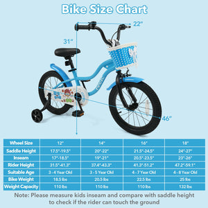 16 Inch Kids Bike with Training Wheels and Basket Navy Color view 4