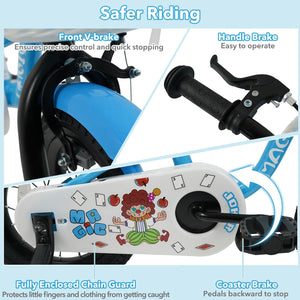 16 Inch Kids Bike with Training Wheels and Basket Navy Color view 5