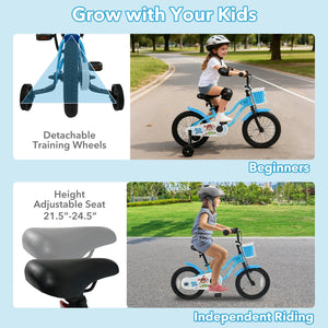 16 Inch Kids Bike with Training Wheels and Basket Navy Color view 6