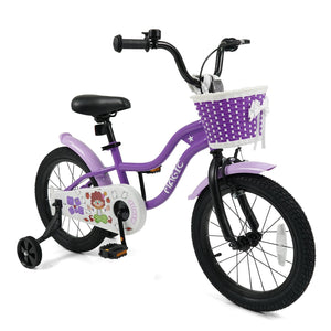 16 Inch Kids Bike with Training Wheels for Aged 4-7 Years Old - Magic Purple