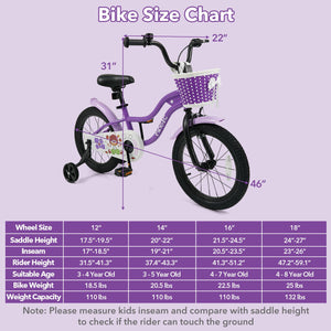 16 Inch Kids Bike with Training Wheels for Aged 4-7 Years Old - Magic Purple view 4