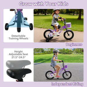 16 Inch Kids Bike with Training Wheels for Aged 4-7 Years Old - Magic Purple view 6