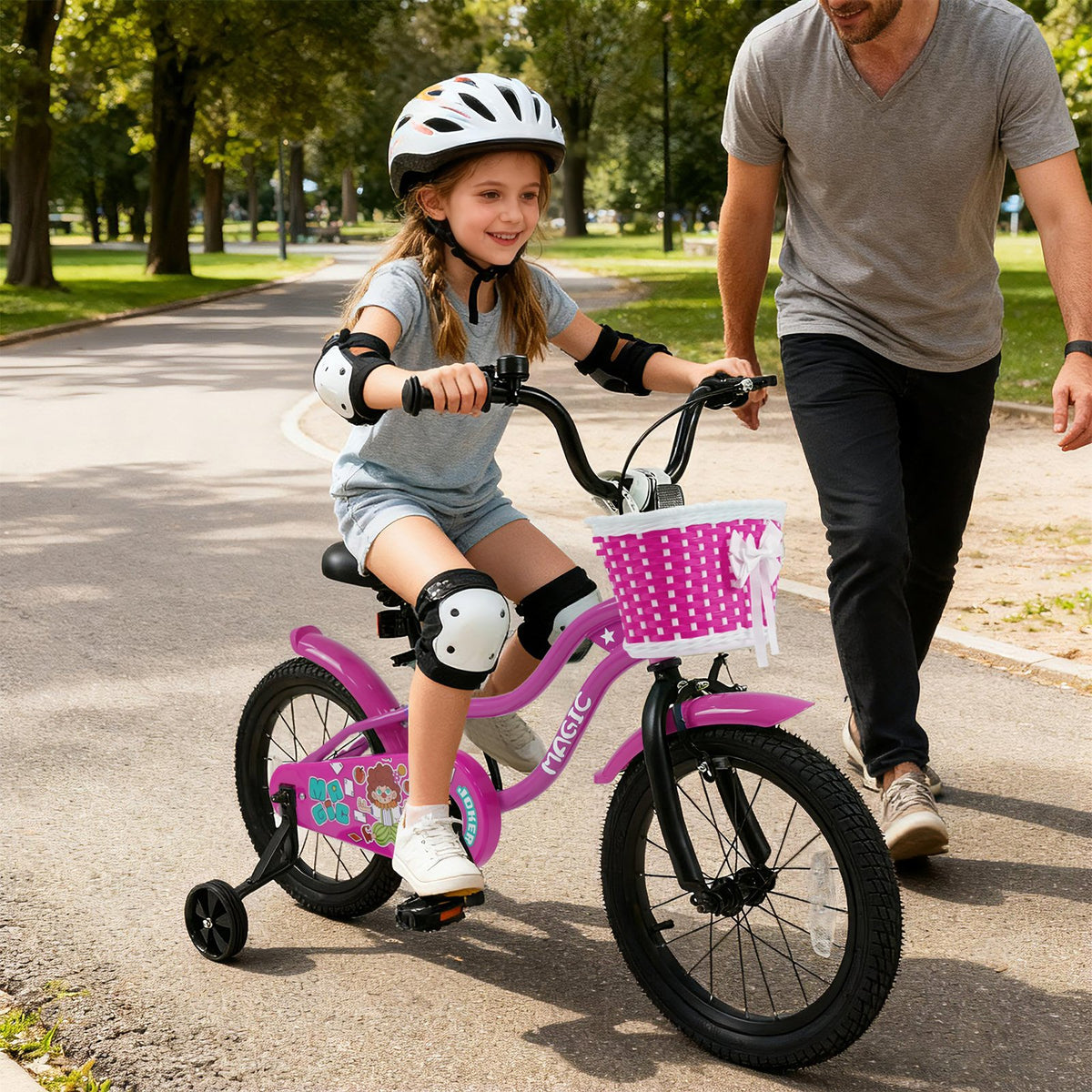 16 Inch Kids Bike with Training Wheels for Aged 4-7 Years Old - Magic Rose view 2