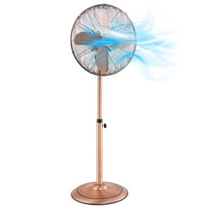 16 Inch Pedestal Standing Fan Oscillating Pedestal Fan with 3 Speeds and Adjustable Height-Copper view 3