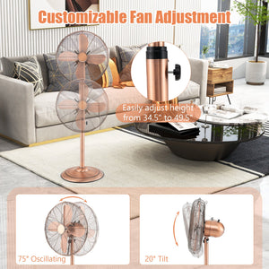 16 Inch Pedestal Standing Fan Oscillating Pedestal Fan with 3 Speeds and Adjustable Height-Copper view 8