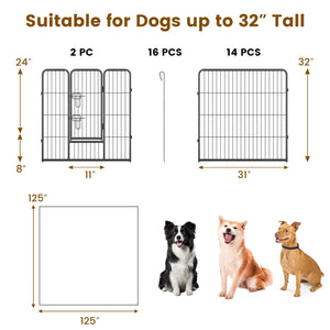 16 Panel 24/32/40 Inches Height Dog Playpen with Lock and Large Door-32 inches view 5