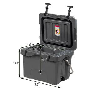 16 Quart 24-Can Capacity Portable Insulated Ice Cooler with 2 Cup Holders-Gray view 4