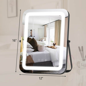 16 x 12 Inch Rectangular Vanity Makeup Mirror with 3 Color Dimmable Lighting-Black view 5