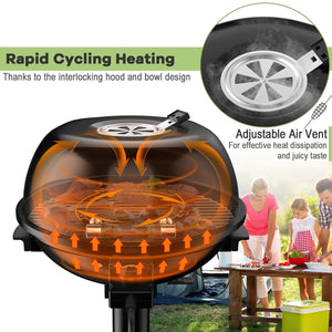 1600W Portable Electric BBQ Grill with Removable Non-Stick Rack-Black view 7