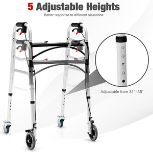 Height Adjustable Aluminum Walker with Rolling Wheels and Brakes view 5