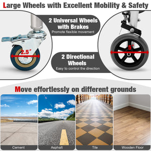 Height Adjustable Aluminum Walker with Rolling Wheels and Brakes view 9