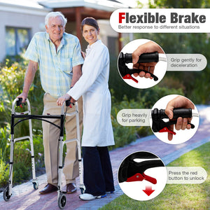 Height Adjustable Aluminum Walker with Rolling Wheels and Brakes view 4