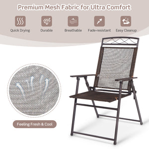 Set of 4 Patio Folding Sling Chairs Steel Camping Deck view 5