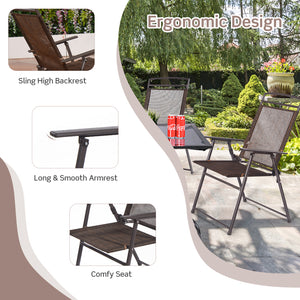 Set of 4 Patio Folding Sling Chairs Steel Camping Deck view 9